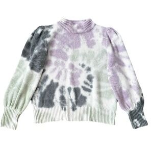 Madewell Tie Dye Puff Sleeve Sweater Womens Medium Pastel Cottage Colorful Knit